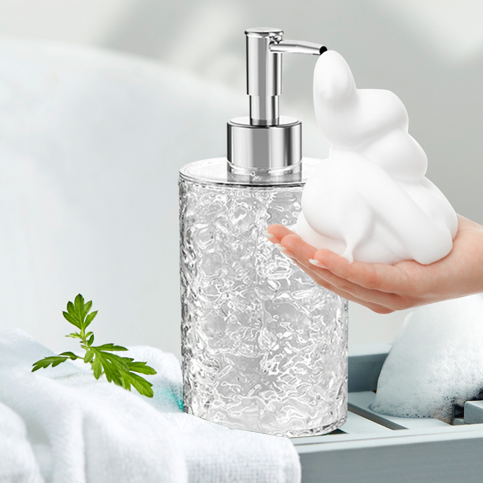 Vadktai Multipurpose Soap Dispenser Easy to Clean Glass Soap Pump Dispenser Ideal for Bath and Bathroom